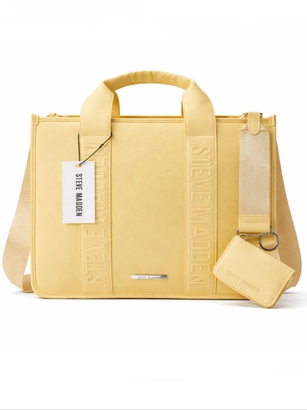 Steve Madden Yellow Structured Tote Handbag